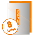 Hochglanz-UV-Lack Faltblatt, gefalzt auf DIN A6, vertikaler Wickelfalz, 8-seitig
